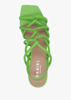 Sanuma Green Leather Mini Pillow Strap Heeled Sandals