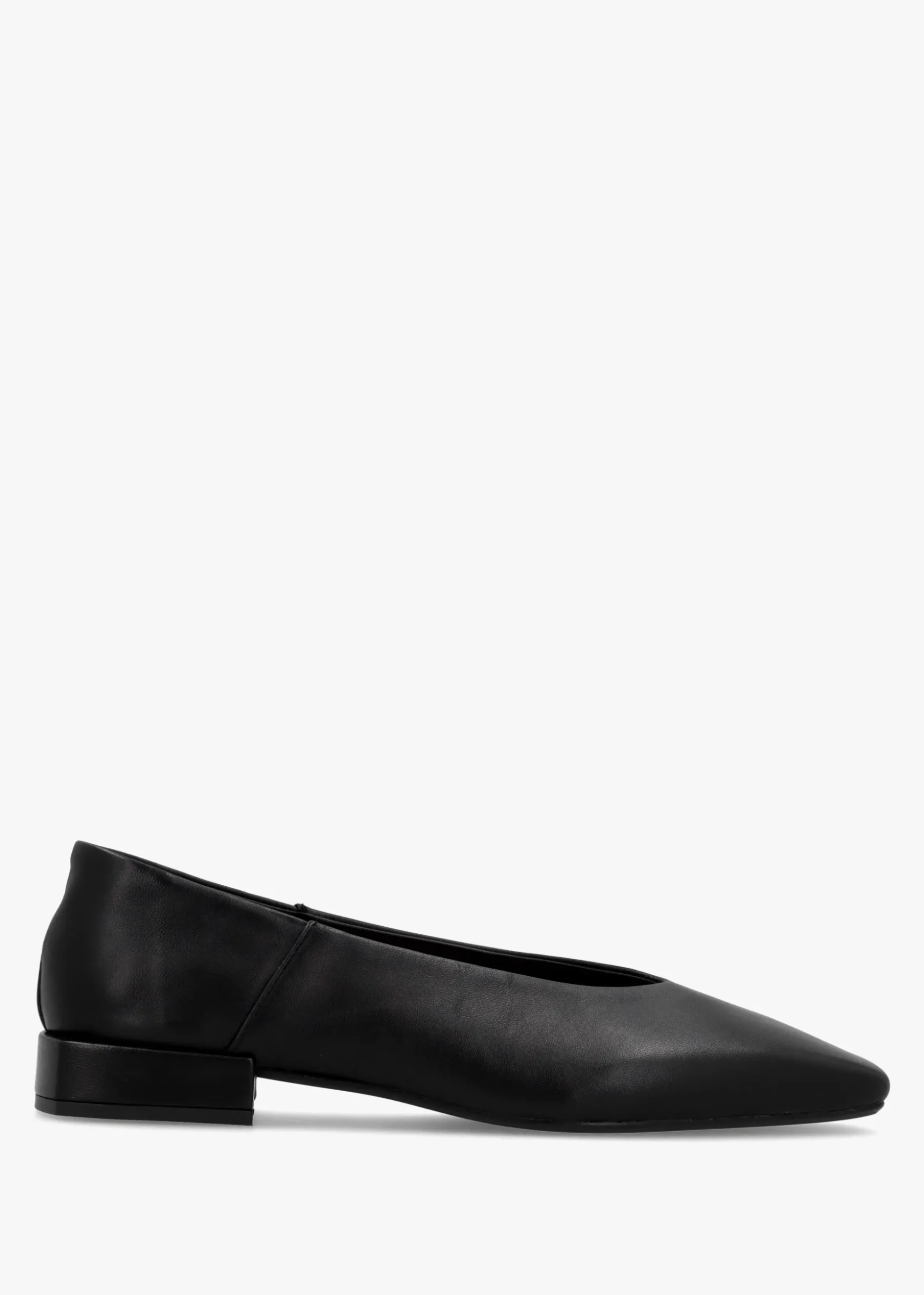 Saria Black Leather Square Toe Ballet Pumps