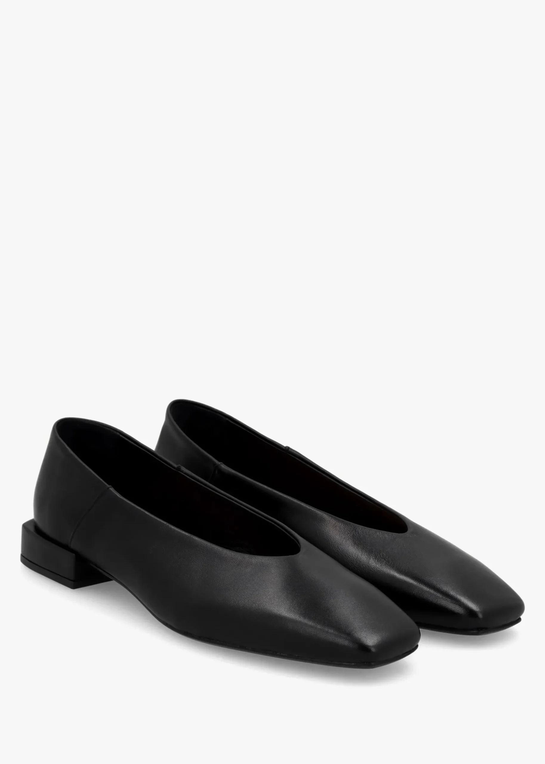 Saria Black Leather Square Toe Ballet Pumps