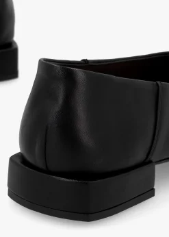 Saria Black Leather Square Toe Ballet Pumps