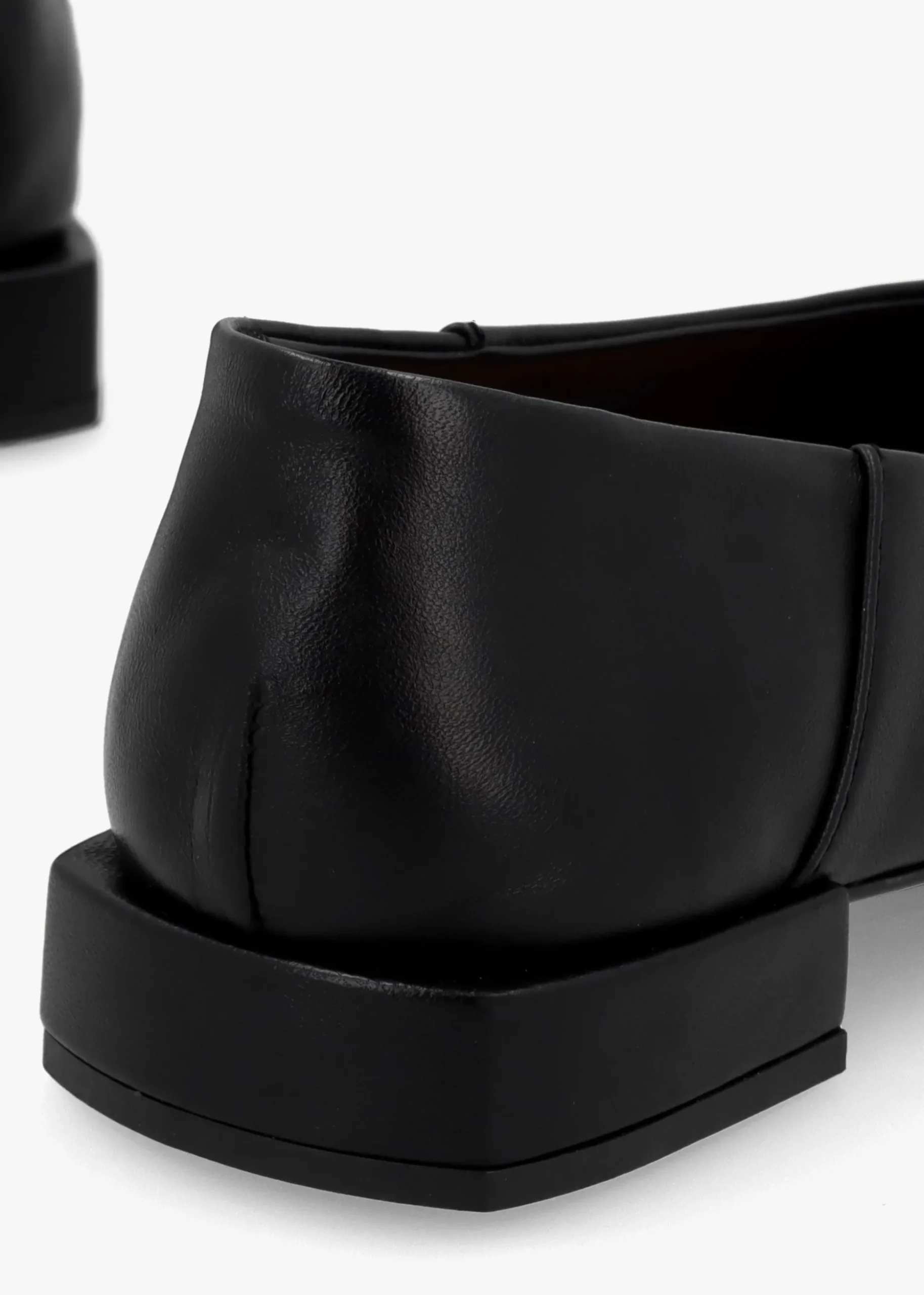 Saria Black Leather Square Toe Ballet Pumps