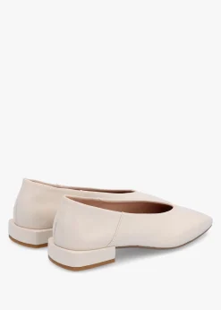 Saria Cream Leather Square Toe Ballet Pumps