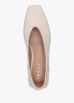 Saria Cream Leather Square Toe Ballet Pumps