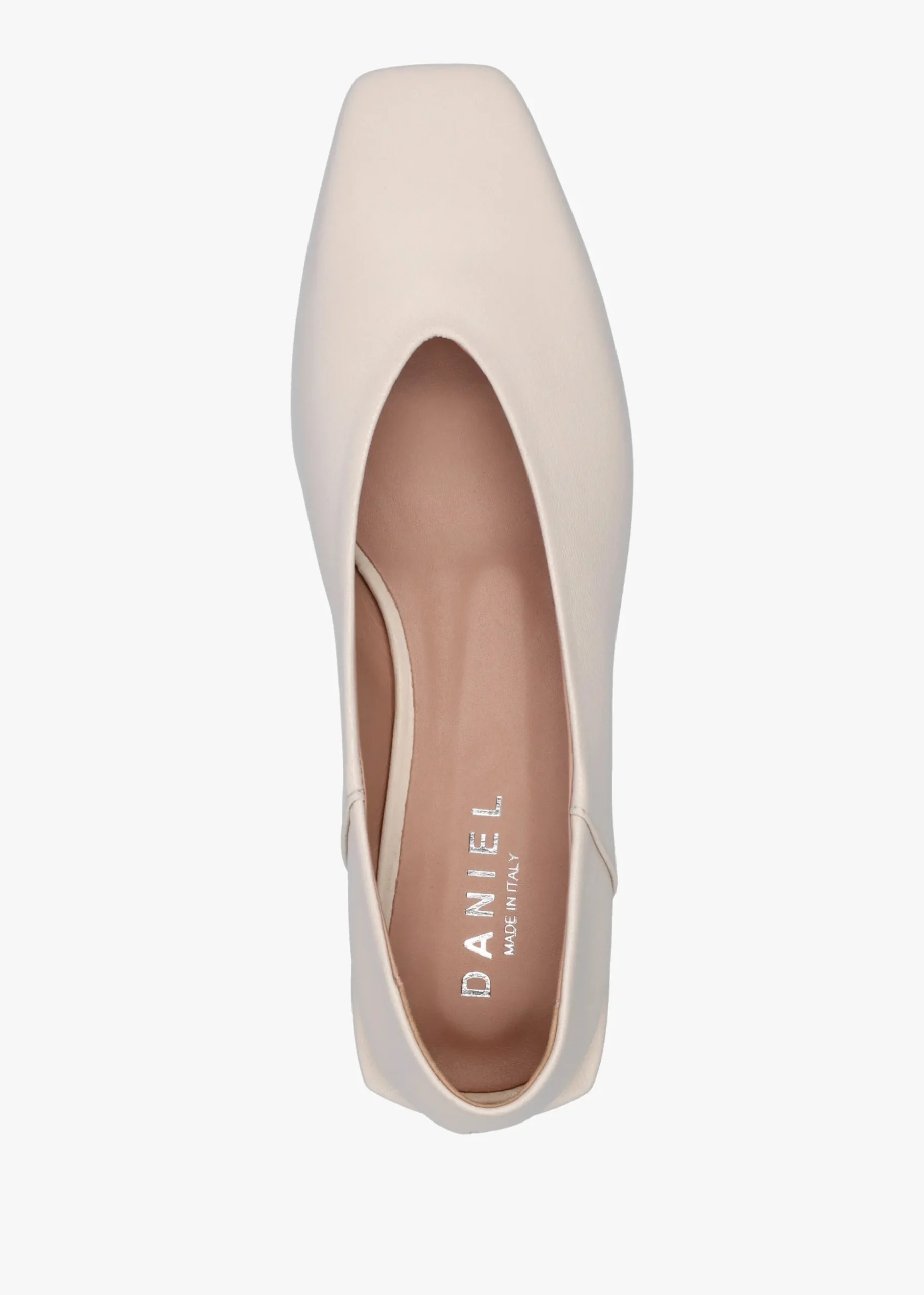 Saria Cream Leather Square Toe Ballet Pumps