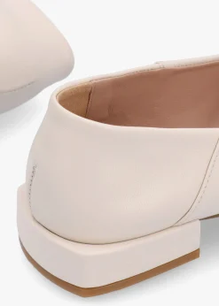 Saria Cream Leather Square Toe Ballet Pumps