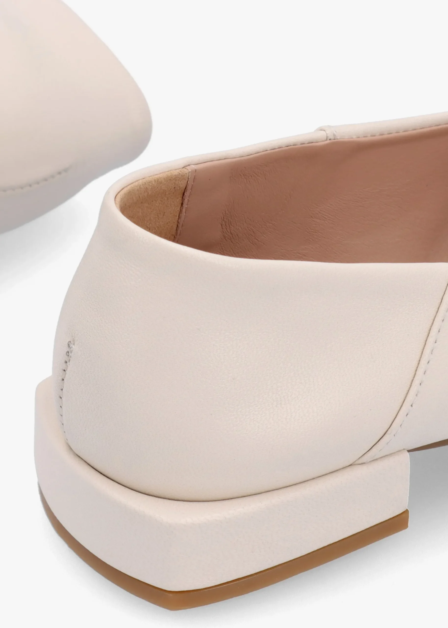 Saria Cream Leather Square Toe Ballet Pumps