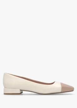 Saria Cream Leather Toe Cap Pumps