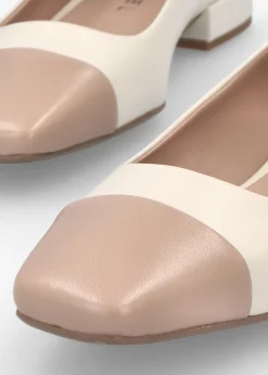 Saria Cream Leather Toe Cap Pumps