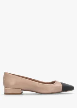 Saria Nude Leather Toe Cap Pumps