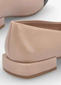 Saria Nude Leather Toe Cap Pumps