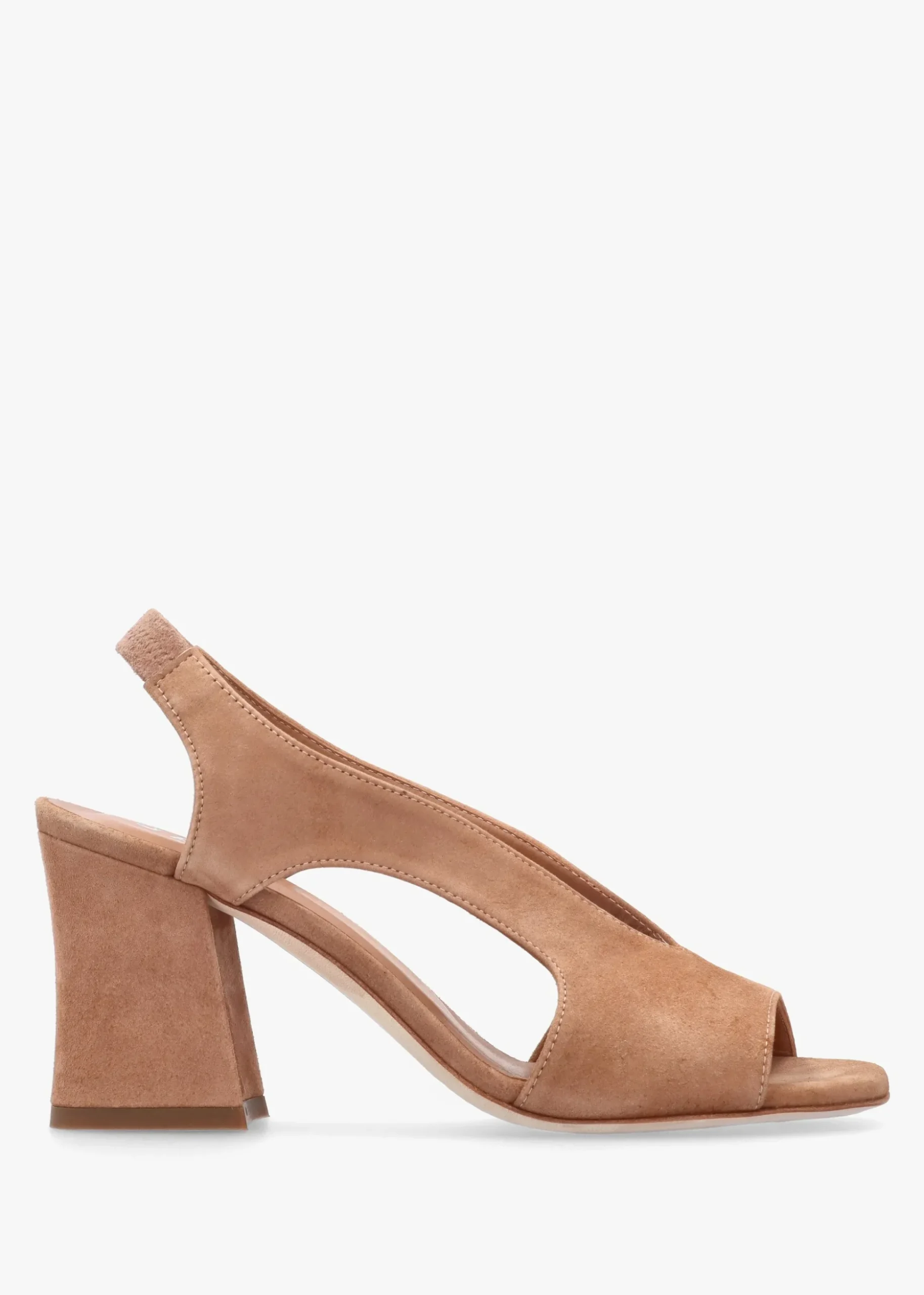 Scoop Tan Suede Cut Away Shaped Heel Sandals