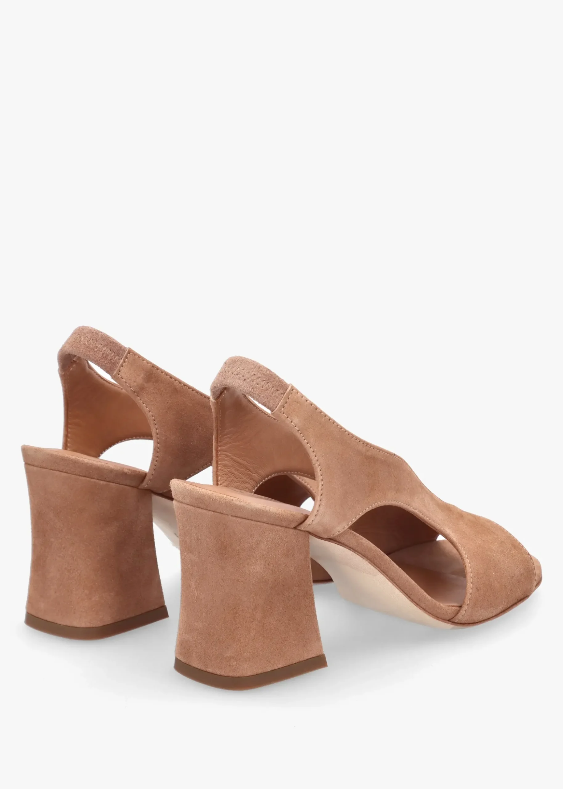 Scoop Tan Suede Cut Away Shaped Heel Sandals