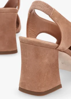 Scoop Tan Suede Cut Away Shaped Heel Sandals