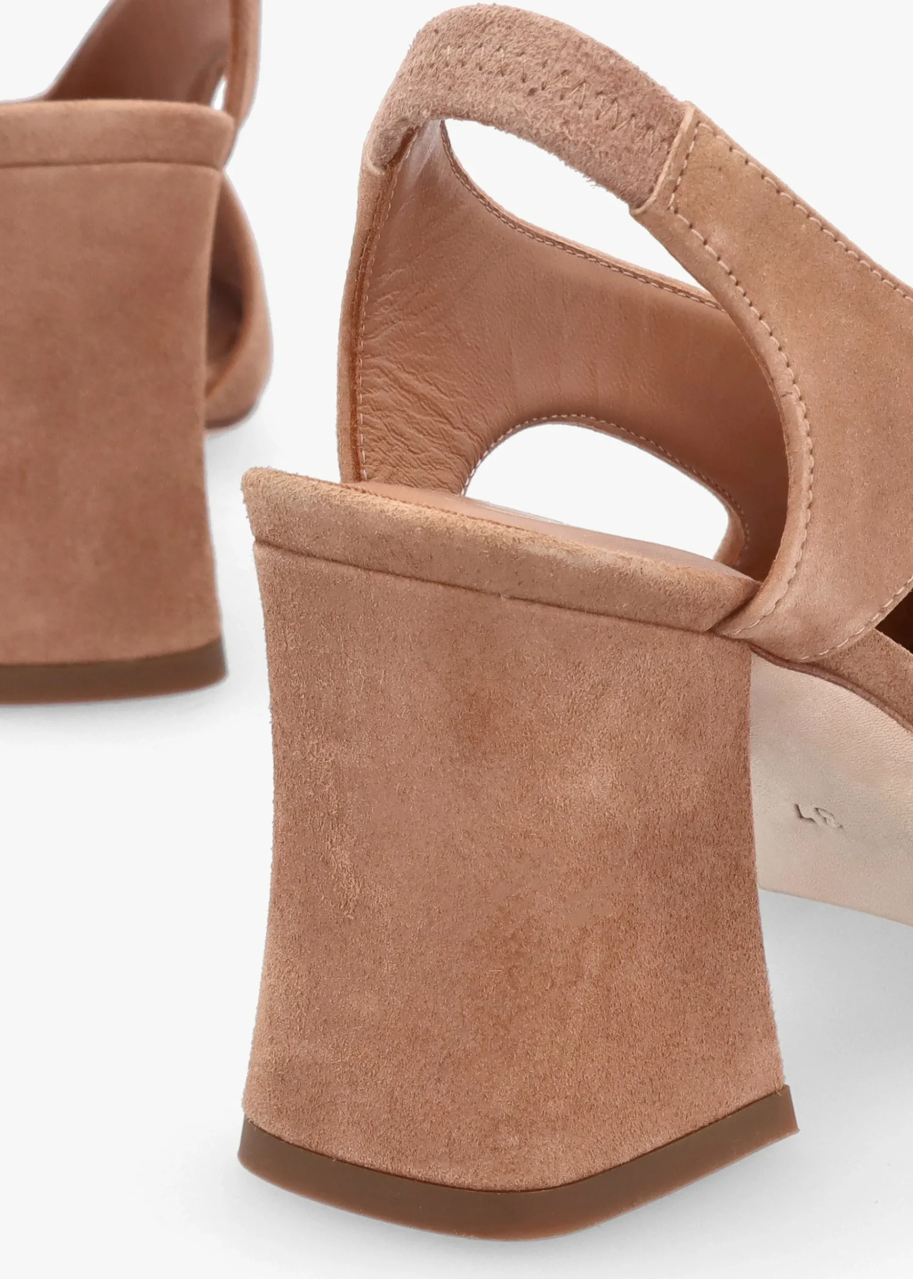 Scoop Tan Suede Cut Away Shaped Heel Sandals