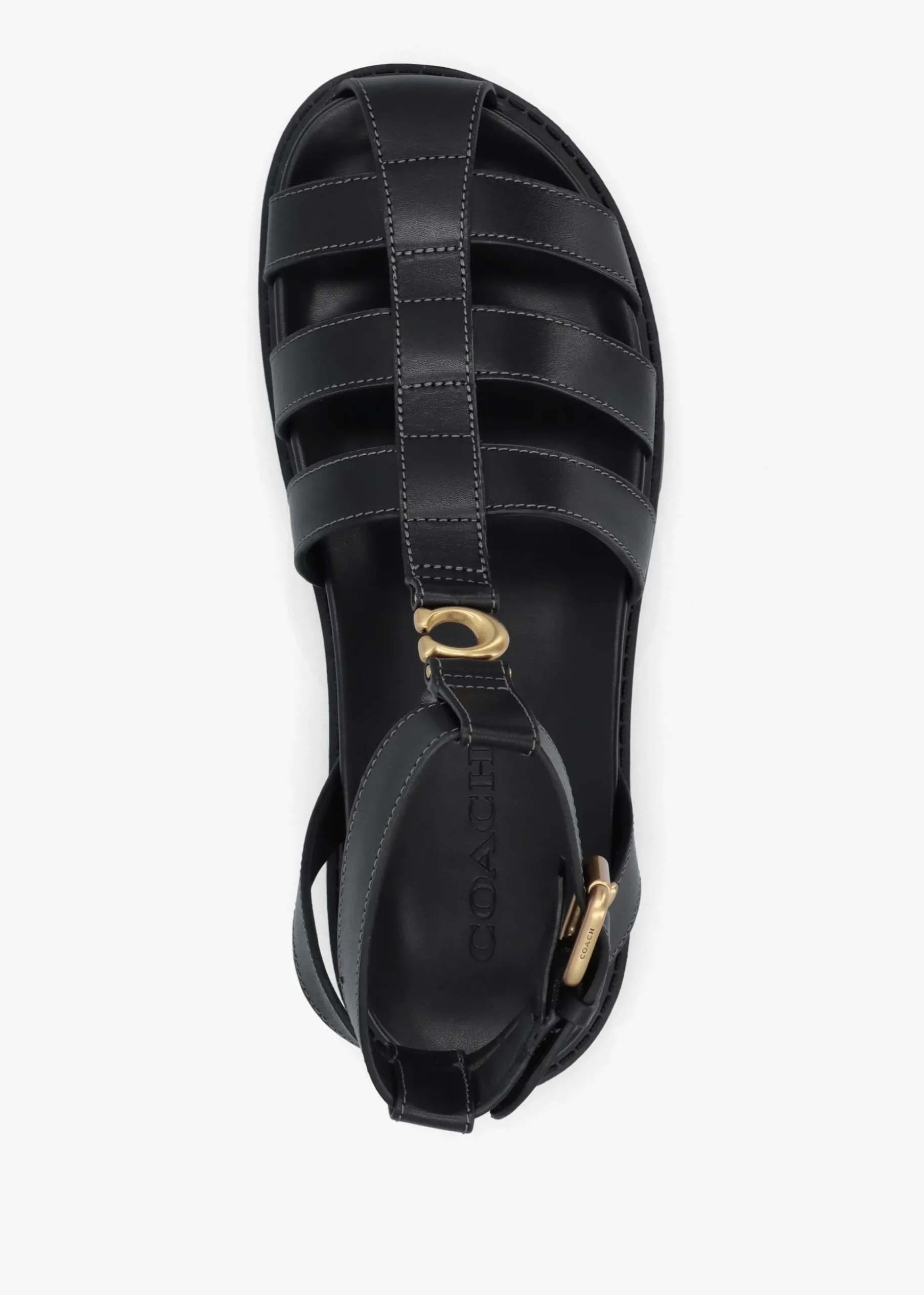 Sculpted C Fisherman Black Leather Sandals