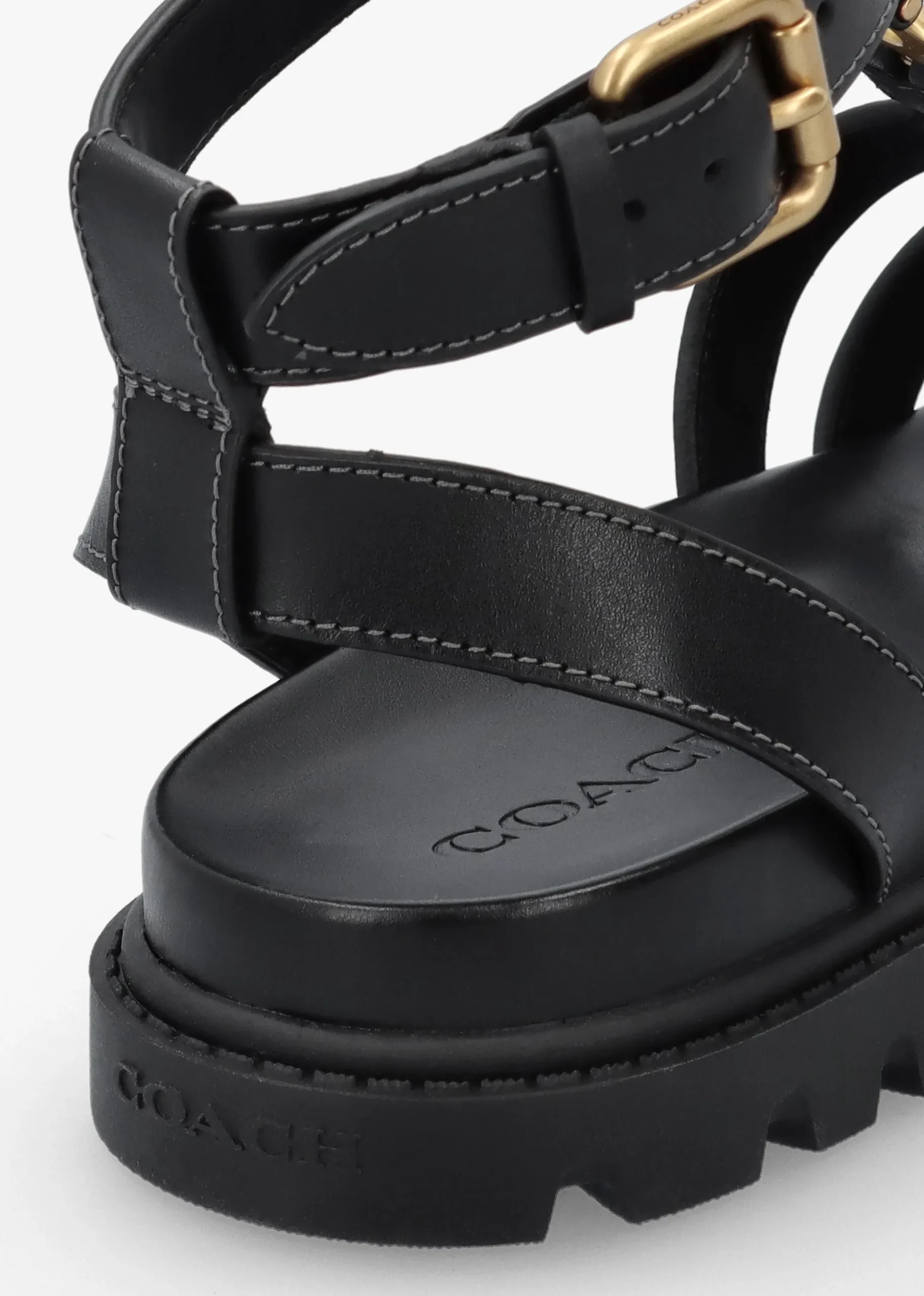 Sculpted C Fisherman Black Leather Sandals