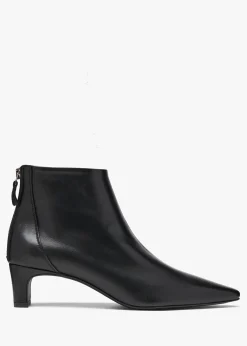 Sedda Black Leather Low Heel Ankle Boots