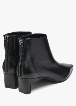 Sedda Black Leather Low Heel Ankle Boots