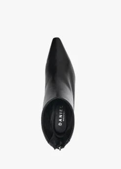 Sedda Black Leather Low Heel Ankle Boots