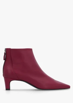 Sedda Burgundy Leather Low Heel Ankle Boots
