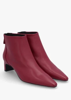 Sedda Burgundy Leather Low Heel Ankle Boots