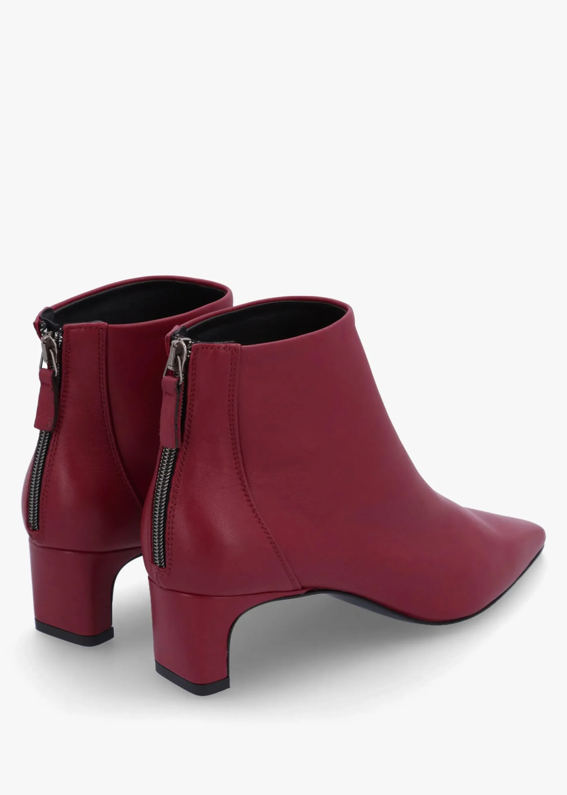 Sedda Burgundy Leather Low Heel Ankle Boots