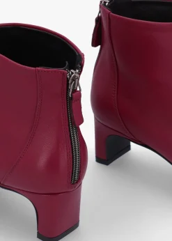 Sedda Burgundy Leather Low Heel Ankle Boots