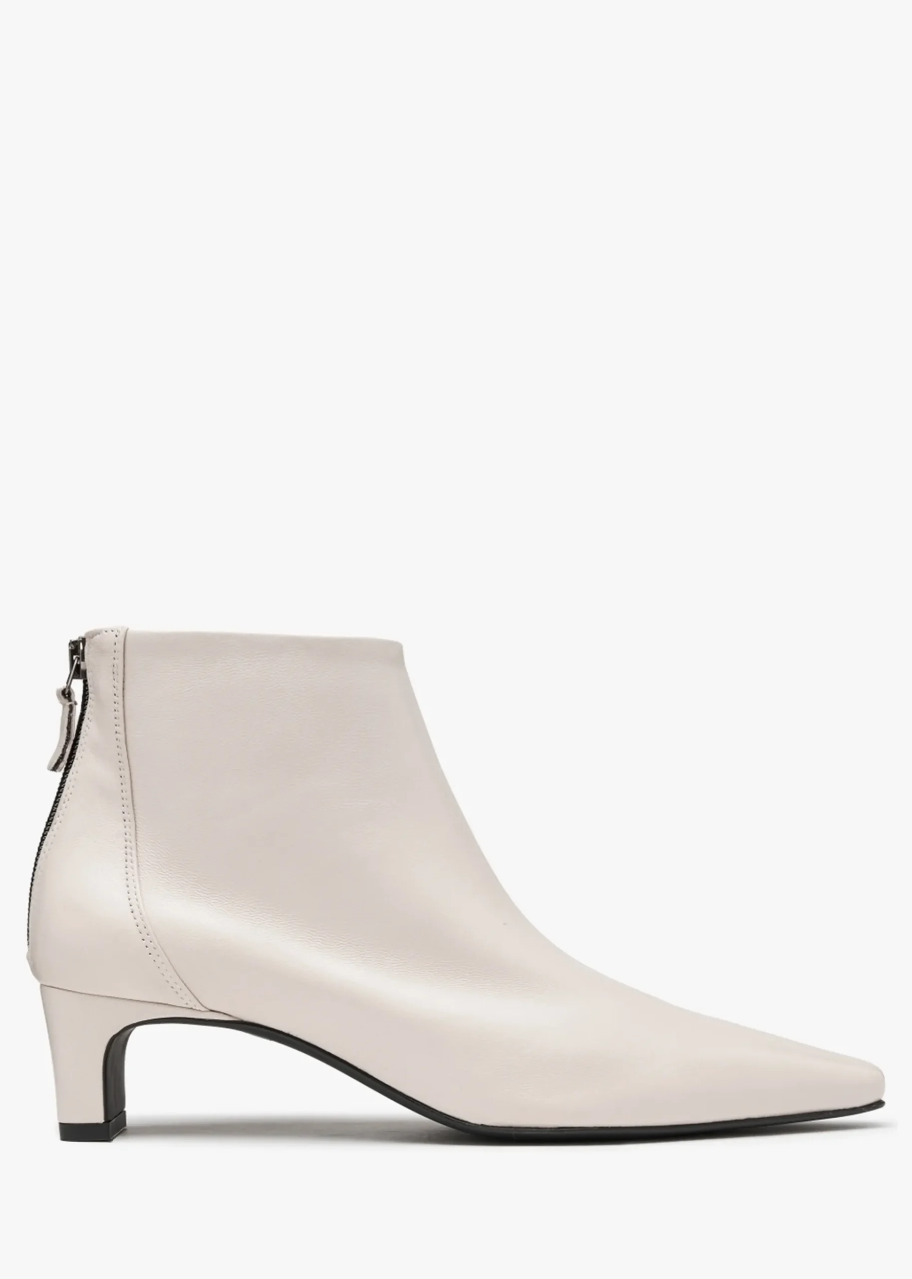 Sedda Cream Leather Low Heel Ankle Boots
