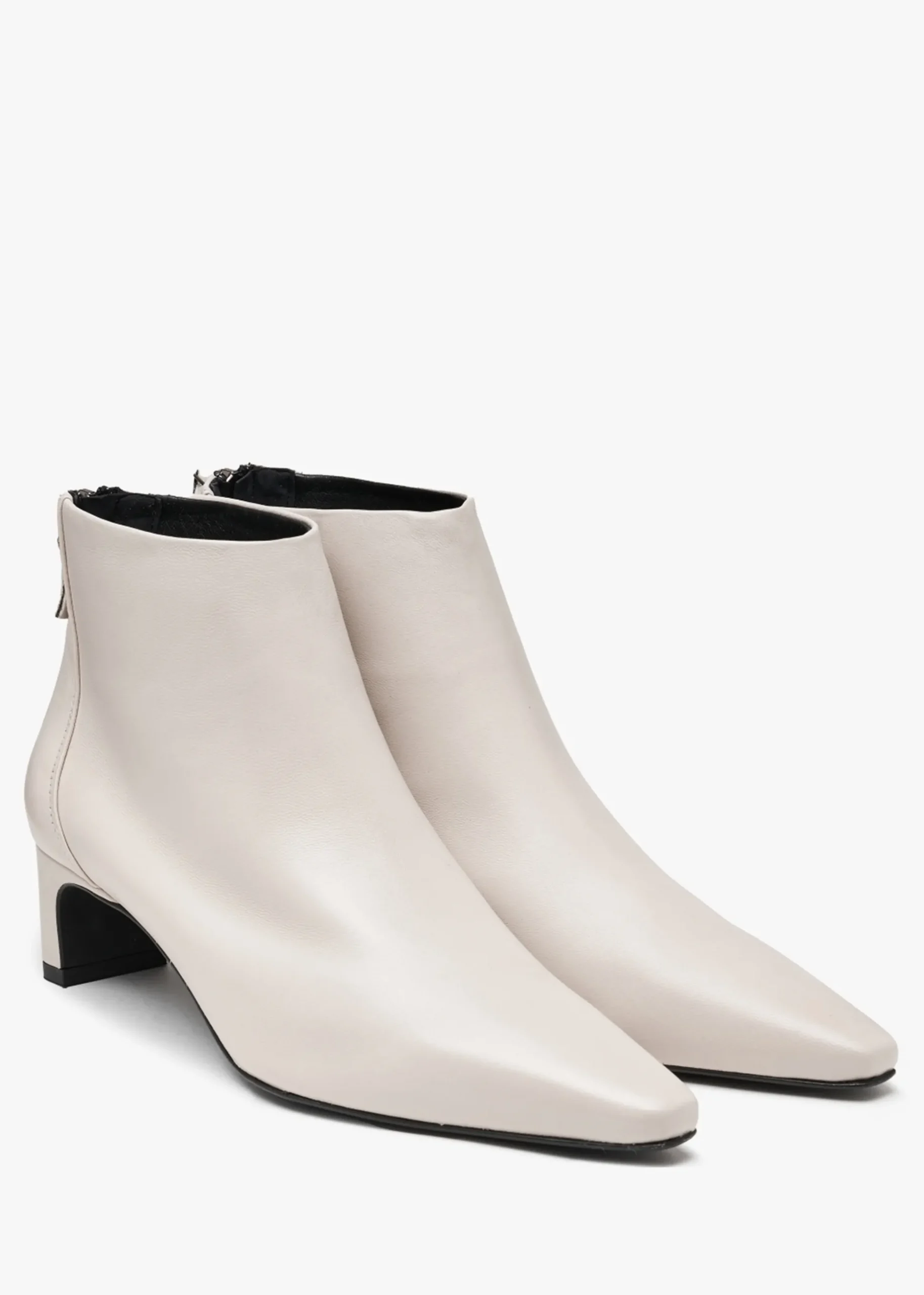 Sedda Cream Leather Low Heel Ankle Boots