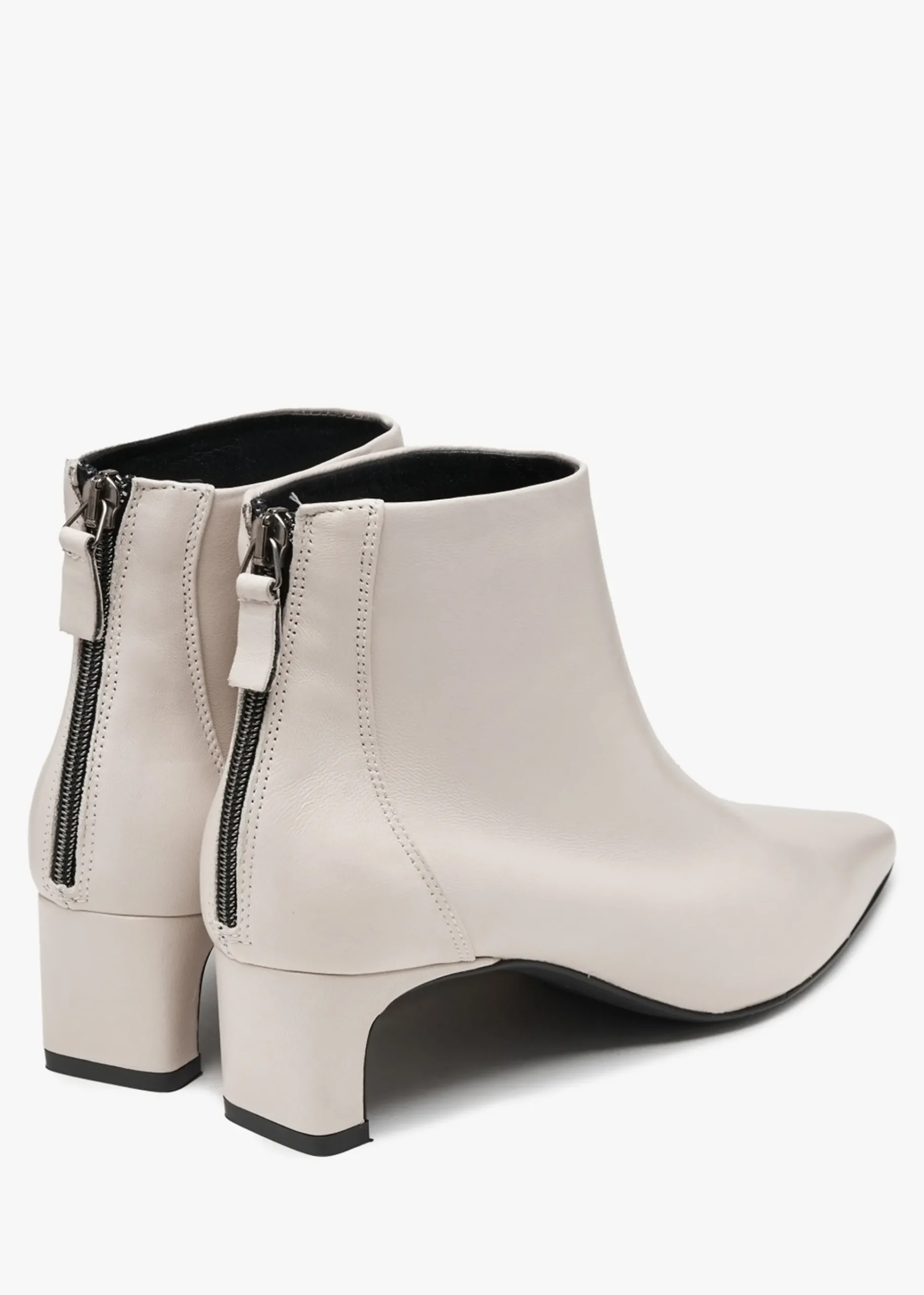 Sedda Cream Leather Low Heel Ankle Boots