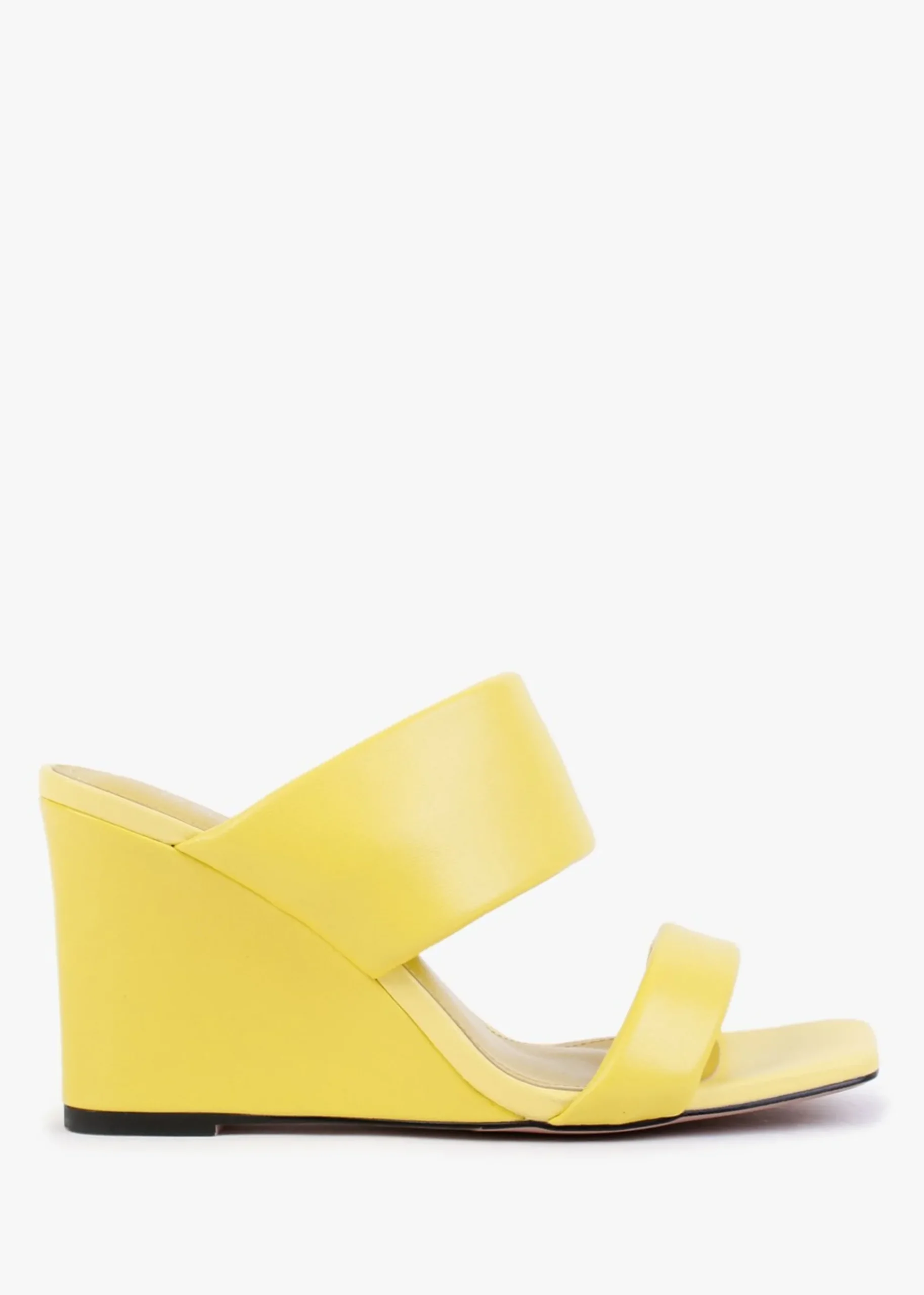 Selegant Yellow Leather Wedge Sandals