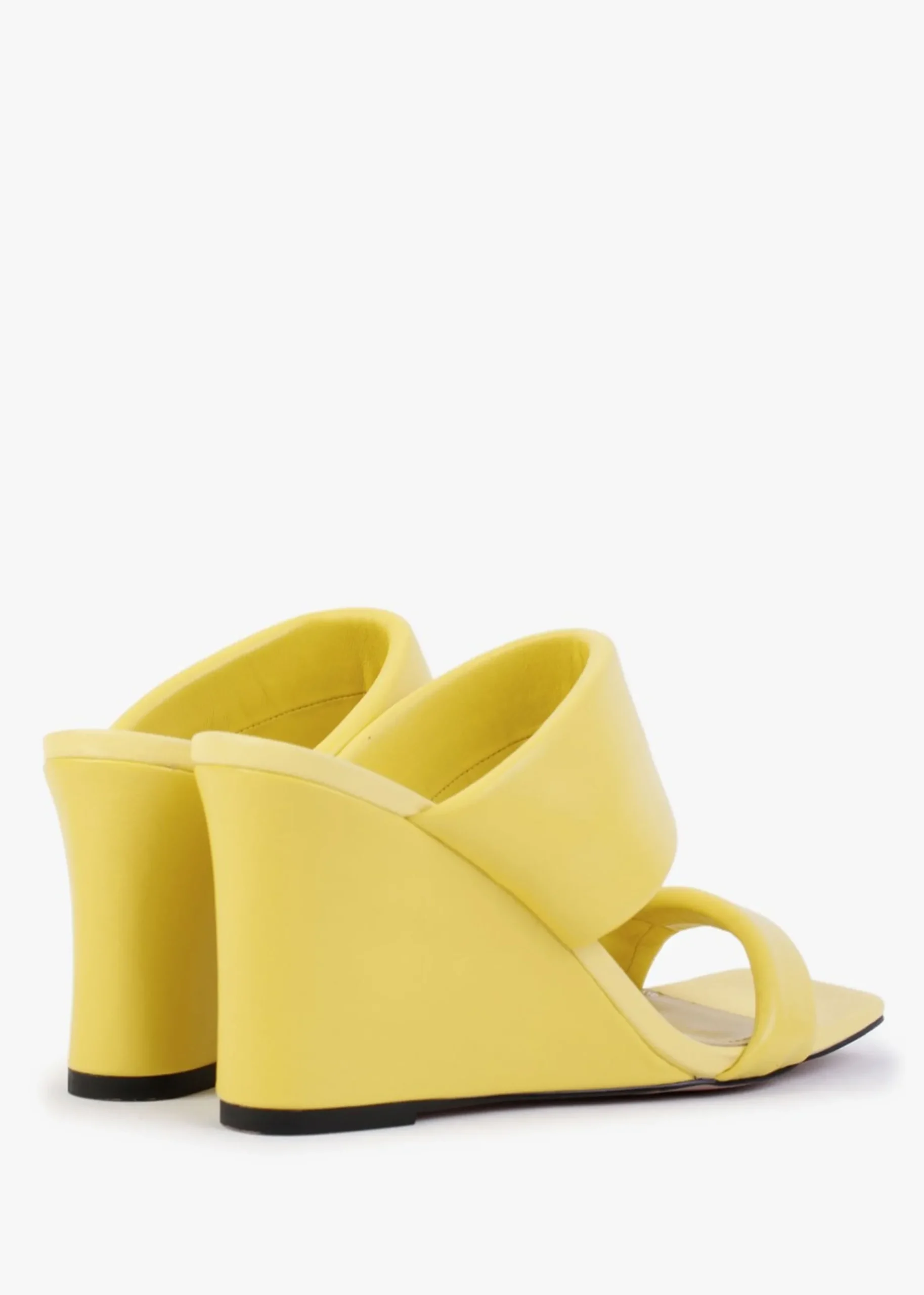 Selegant Yellow Leather Wedge Sandals