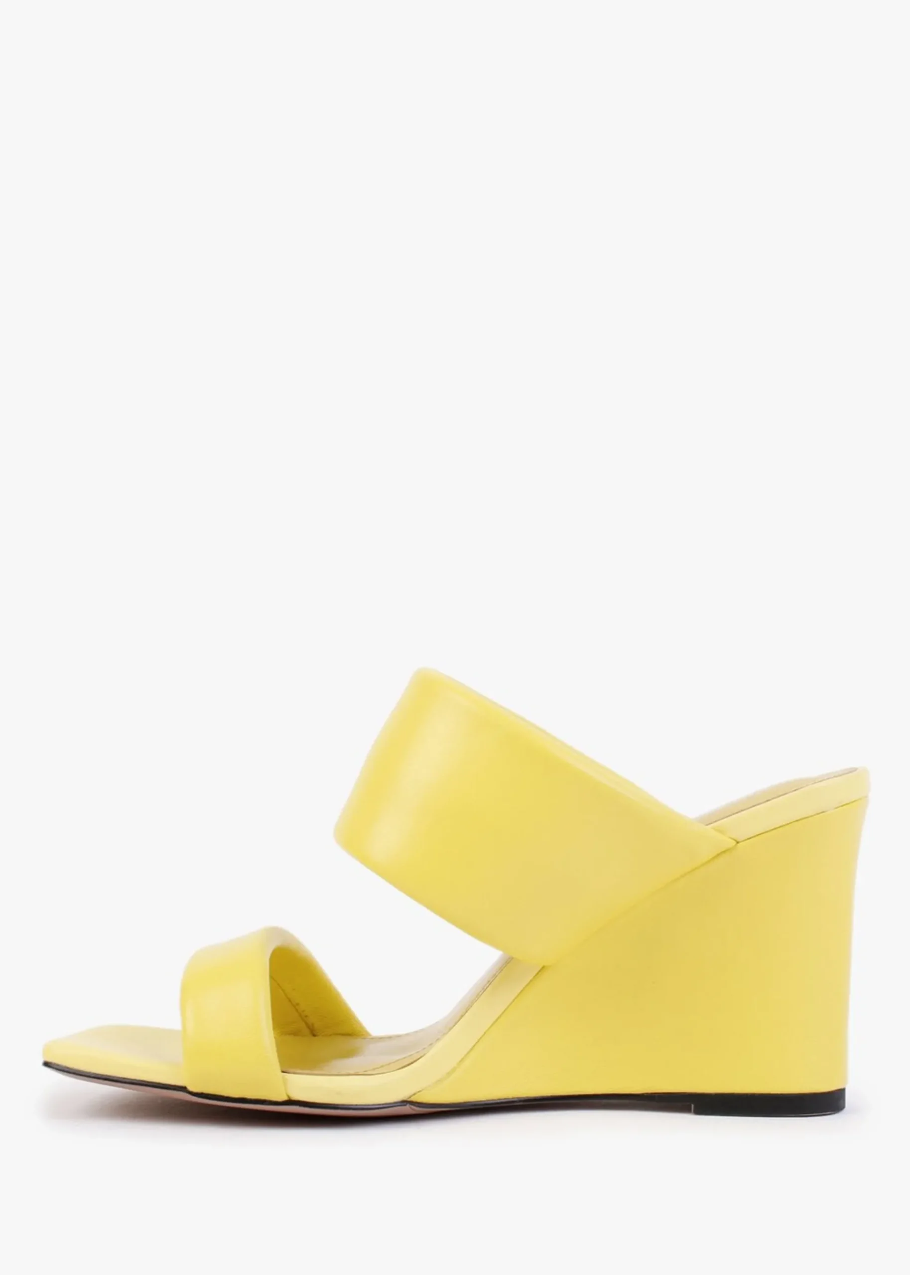 Selegant Yellow Leather Wedge Sandals