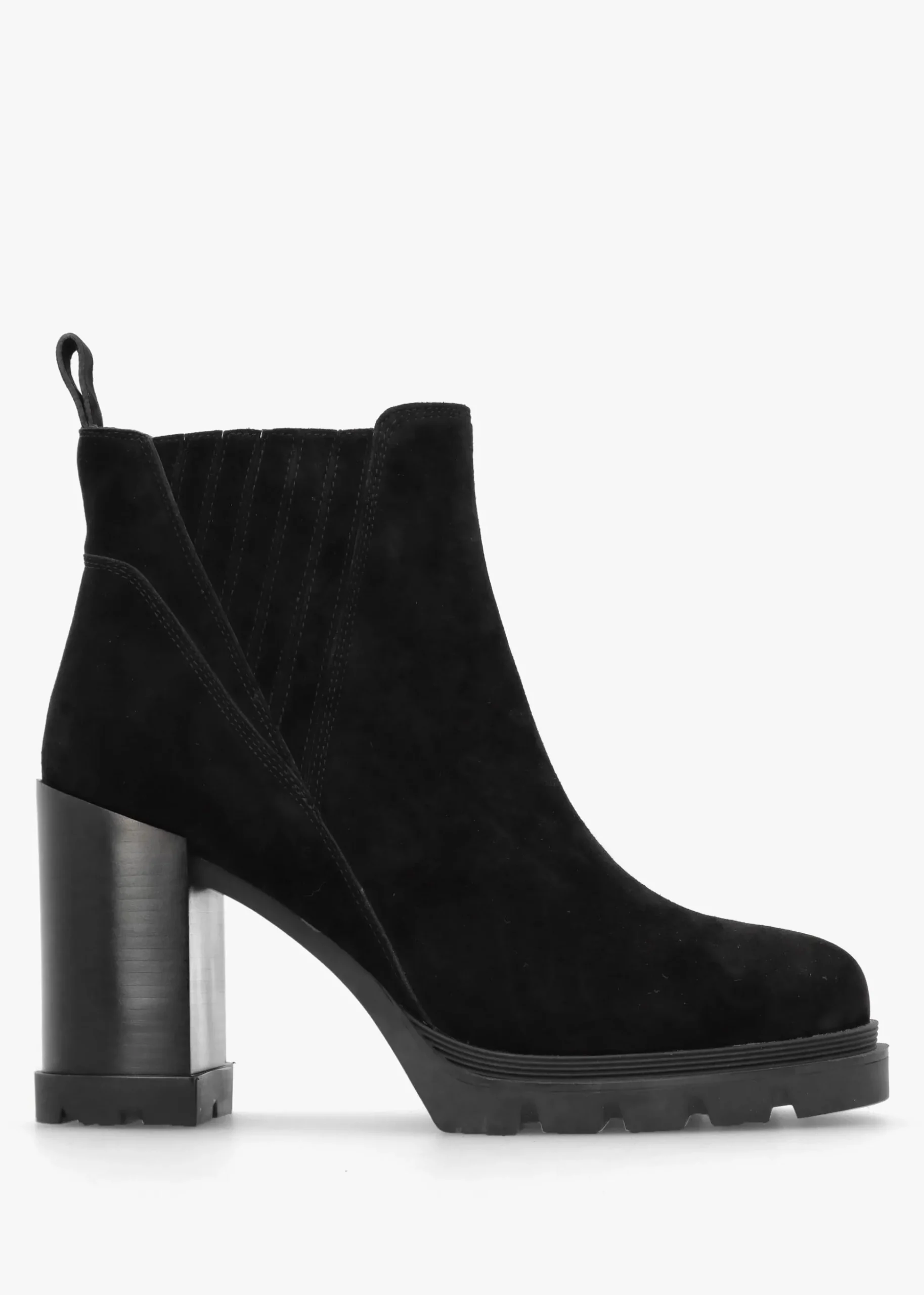 Selly Black Suede Block Heel Chelsea Boots