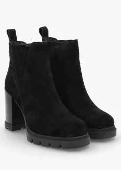 Selly Black Suede Block Heel Chelsea Boots