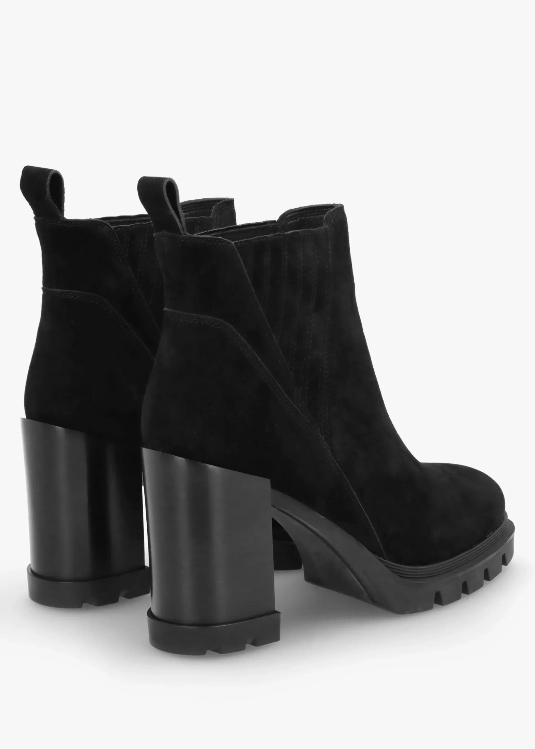 Selly Black Suede Block Heel Chelsea Boots