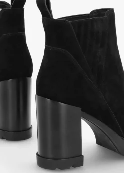Selly Black Suede Block Heel Chelsea Boots