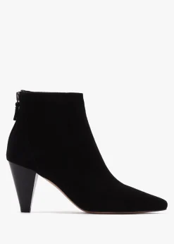 Serin Black Suede Zip Back Heeled Ankle Boots