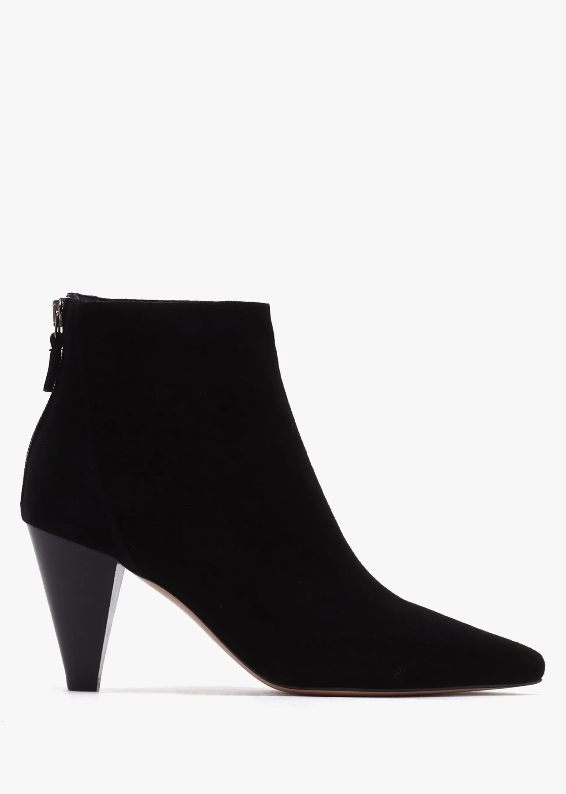 Serin Black Suede Zip Back Heeled Ankle Boots