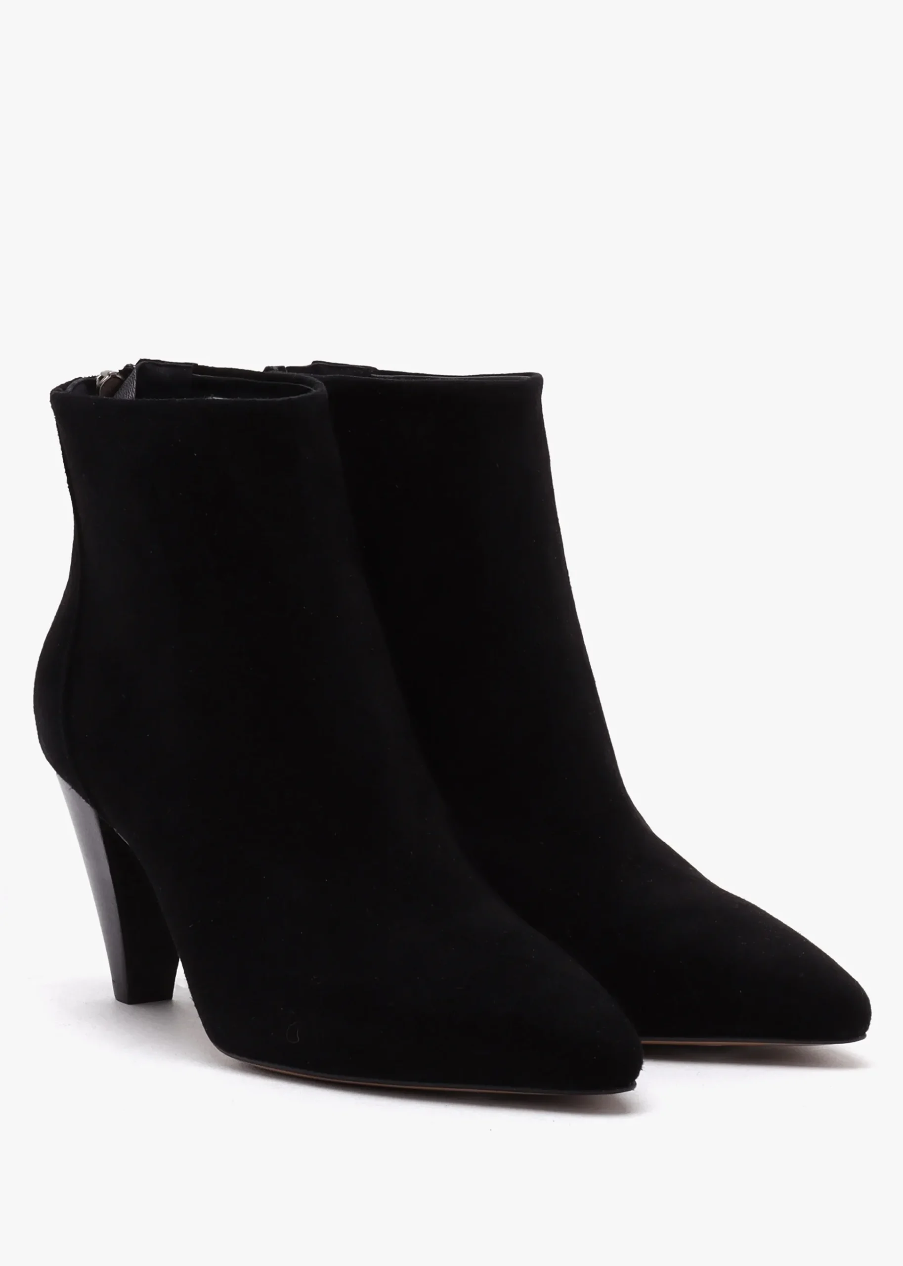 Serin Black Suede Zip Back Heeled Ankle Boots