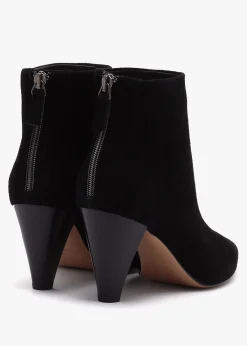 Serin Black Suede Zip Back Heeled Ankle Boots