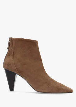 Serin Taupe Suede Zip Back Heeled Ankle Boots