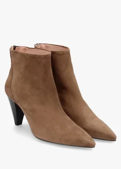 Serin Taupe Suede Zip Back Heeled Ankle Boots