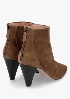 Serin Taupe Suede Zip Back Heeled Ankle Boots