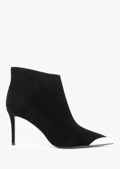 Setan Black Suede Toe Cap Heeled Ankle Boots