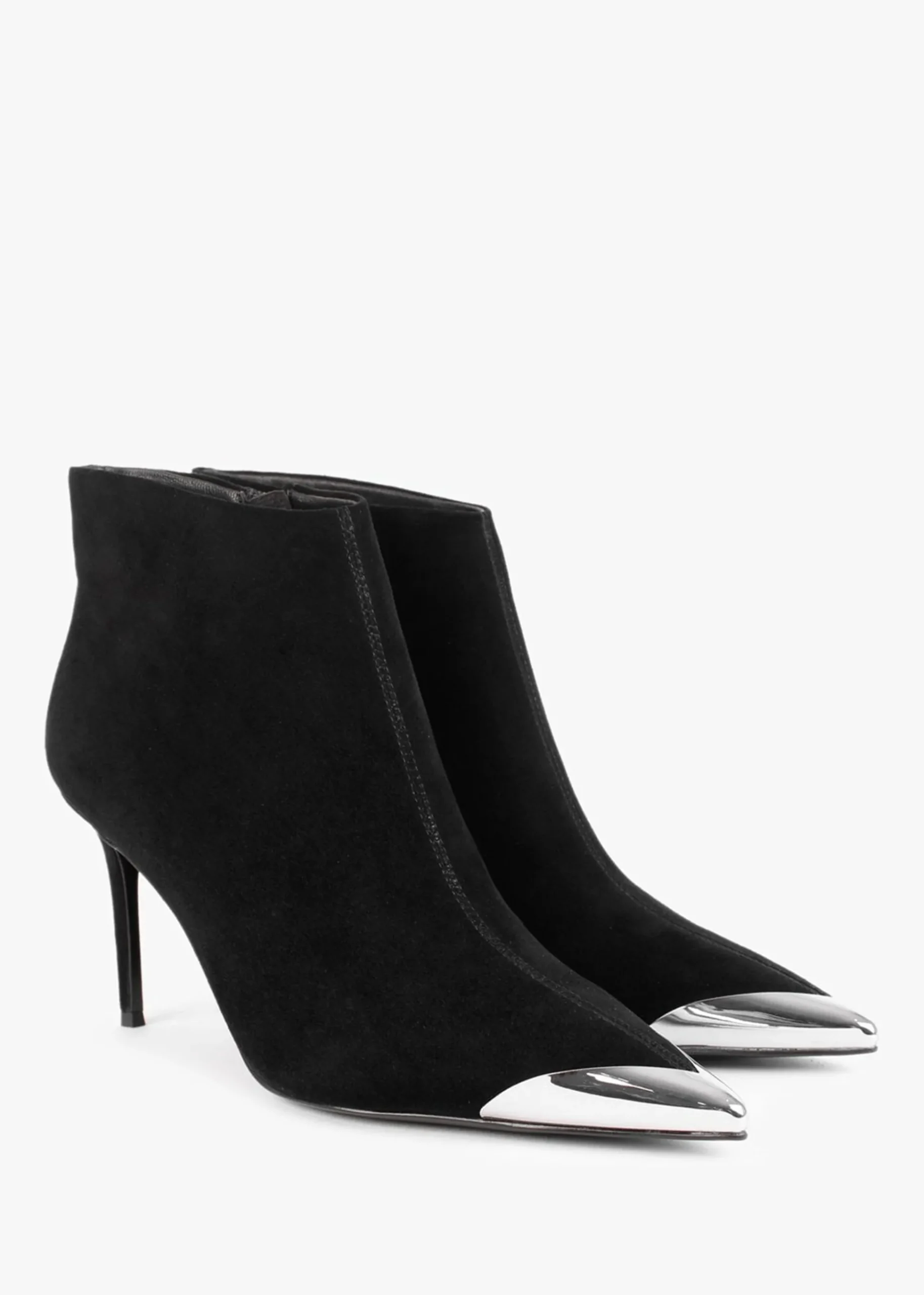 Setan Black Suede Toe Cap Heeled Ankle Boots