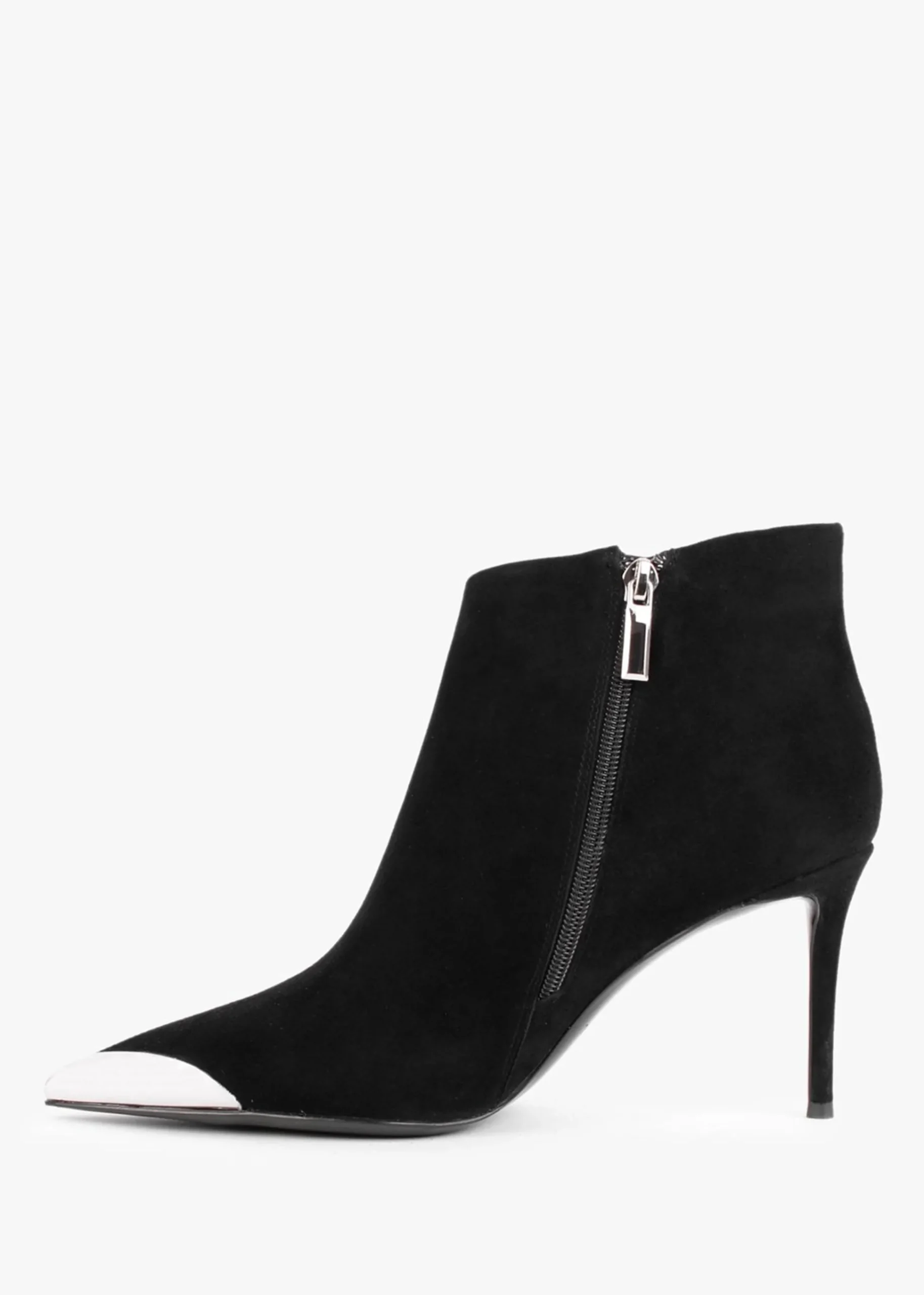 Setan Black Suede Toe Cap Heeled Ankle Boots