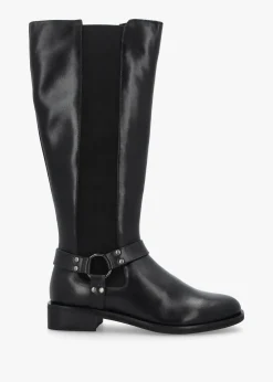 Sevrin Black Leather Knee Boots