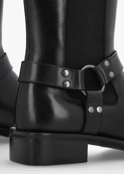 Sevrin Black Leather Knee Boots