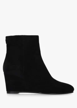 Sherry Black Suede Wedge Ankle Boots